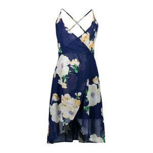 FLORAL spaghetti strap criss‎ cross faux wrap dress